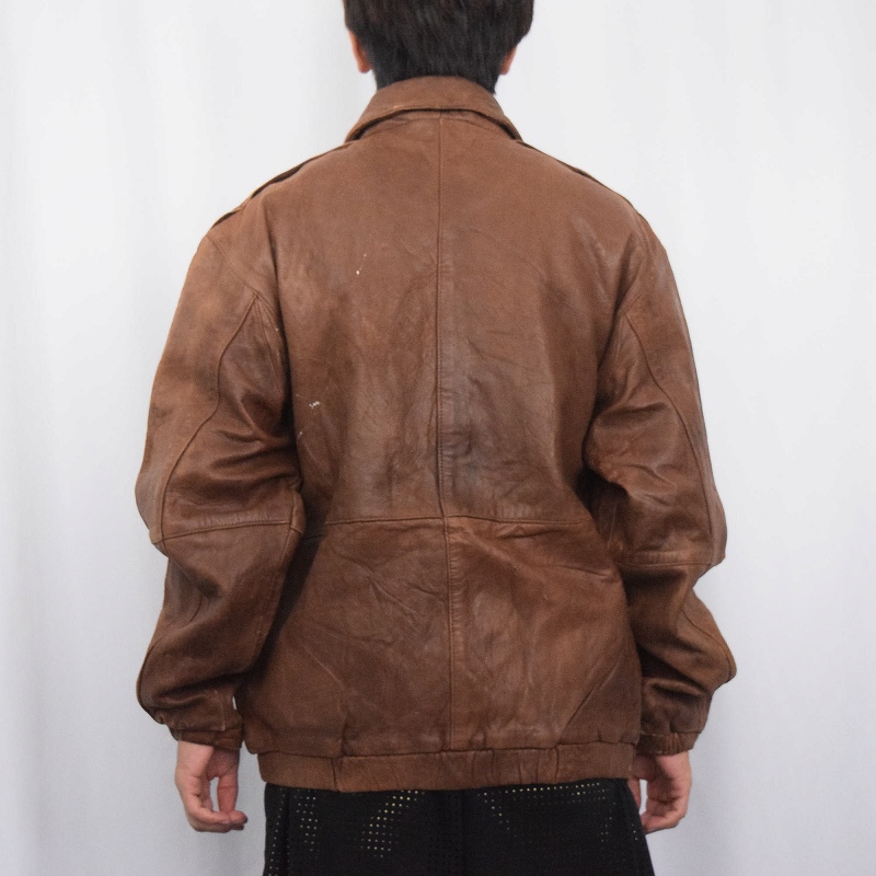 80年代 80s エディバウアー ブラウン 本革 革ジャン │ヴィテージ古着