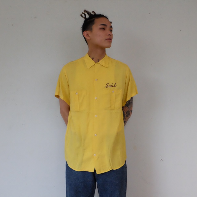 50's〜60's Hilton パッチ付き チェーンステッチボーリングシャツ 50