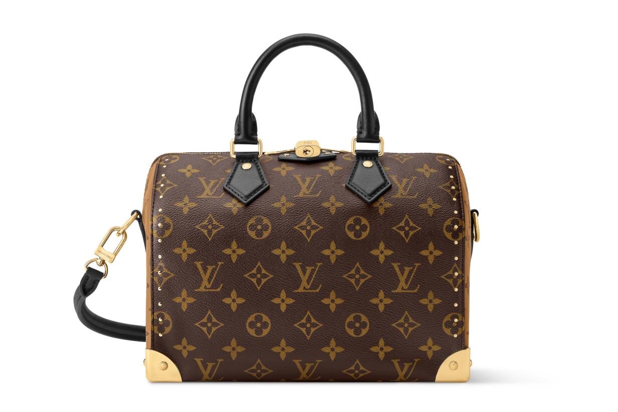 ルイ・ヴィトン”トランク”モチーフの「スピーディー」バッグ、ゴールド