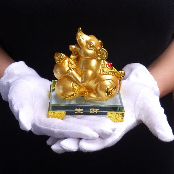 開運祈願干支の置物 金運祈願の子（ねずみ・鼠・ネズミ）○人工水晶