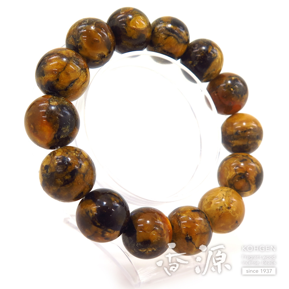 ブレスレット 虎琥珀 15.5mm ストレート 限定品 限定品の通販 - お香