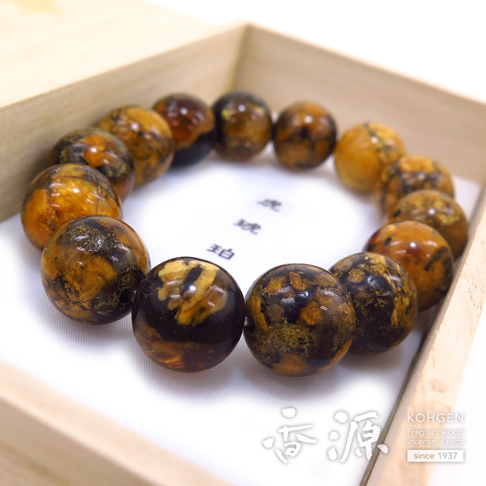 ブレスレット 虎琥珀 15.5mm ストレート 限定品 限定品の通販 - お香