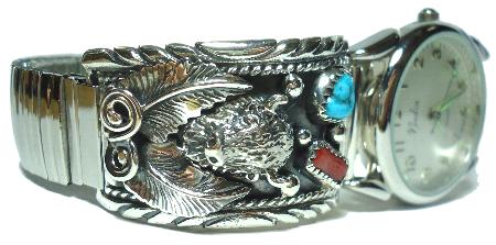 インディアンジュエリー ナバホ族製作のリストウォッチ 腕時計