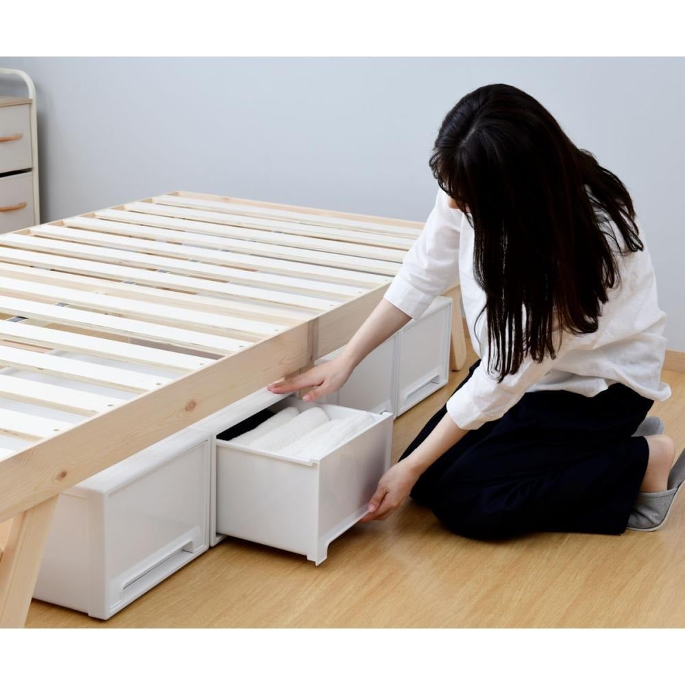 YAMAZEN（山善） 木製パタントベッド 折り畳み式 ナチュラル