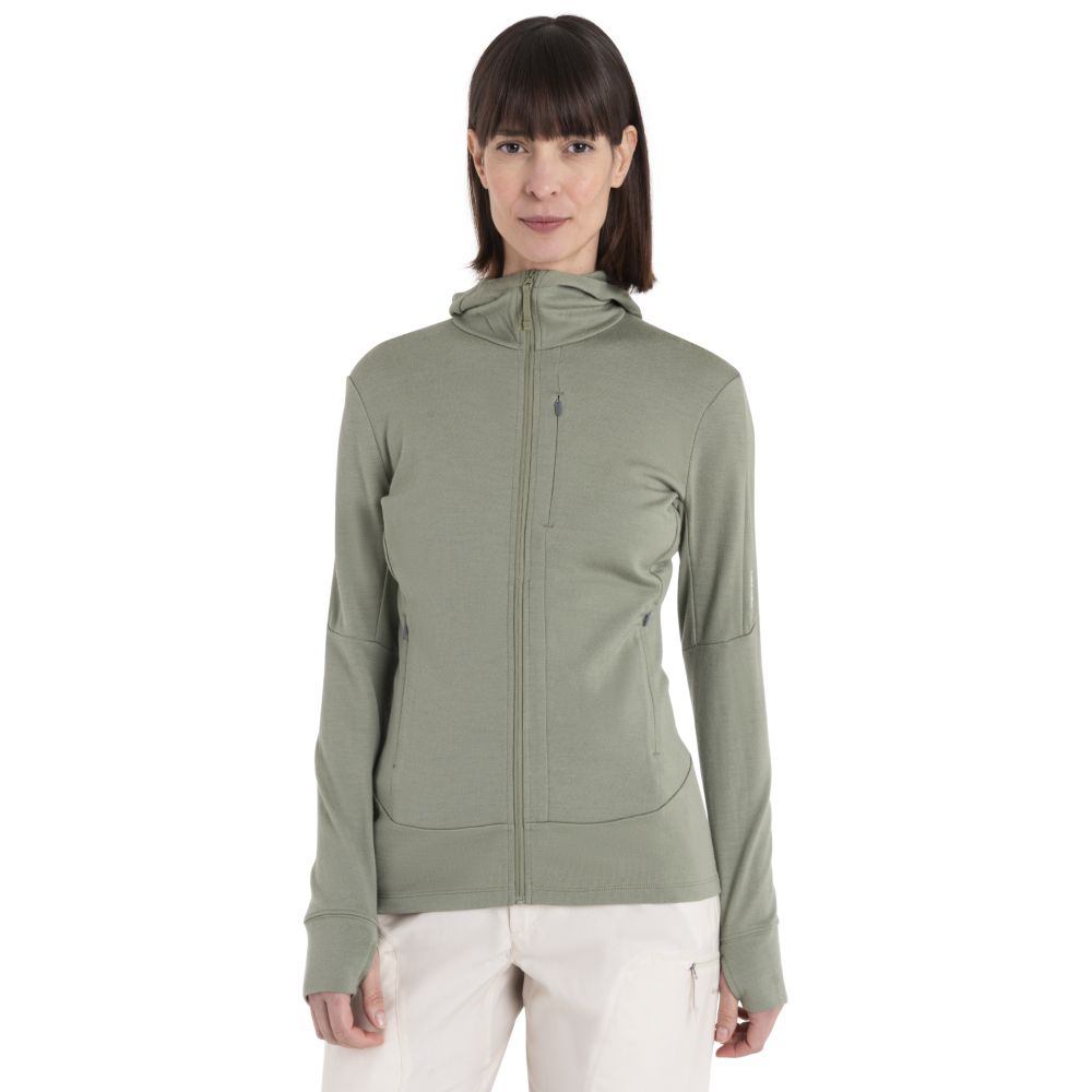Icebreaker Merino 260 Quantum IV LS Zip Hood Women's Lichen