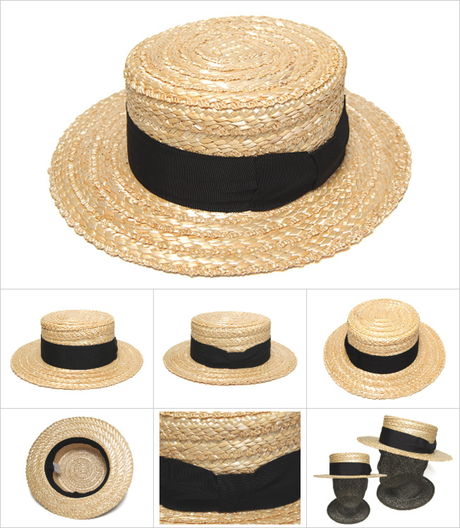 伊集院帽子商店 ストローブレードカンカン帽 花麦カンカン帽 メンズ