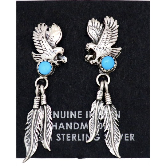 インディアンジュエリー ピアス イーグル ターコイズ フェザー ナバホ