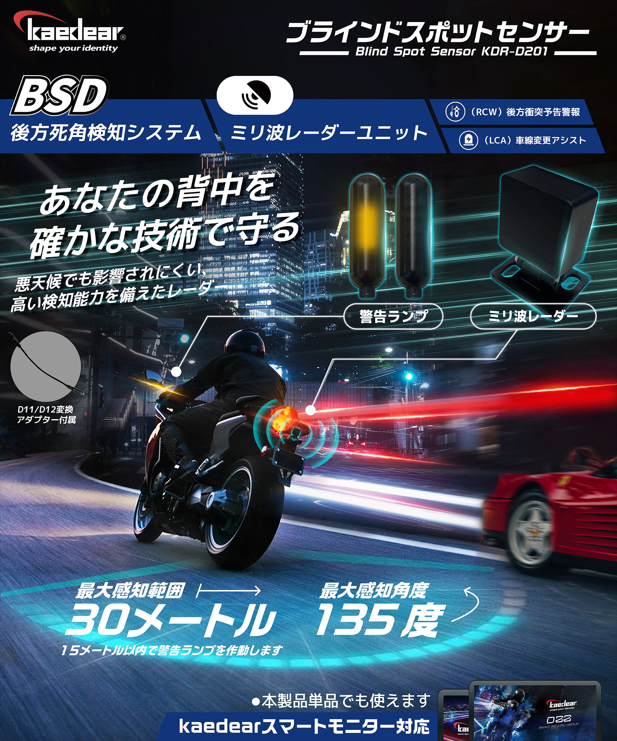 Kaedaer カエディア バイク ドライブレコーダー バイク用 ドラレコ KDR