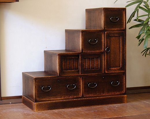 和家具｜階段箪笥/無垢（幅120・右上がり）/久遠仕上げ