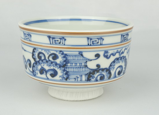 栗山園オンライン通販部 / 【出物】 染付雲堂図茶碗 5代三浦竹泉