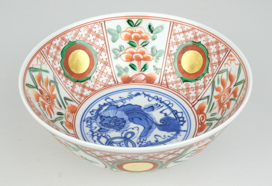 栗山園オンライン通販部 / 【出物】 赤絵玉遊獅子鉢 3代三浦竹泉（竹軒）