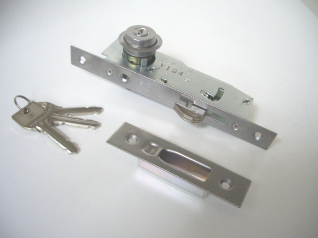 美和 U9SL77-2 シリンダー付引戸錠 扉厚33～41mm対応 BS/24 │金物