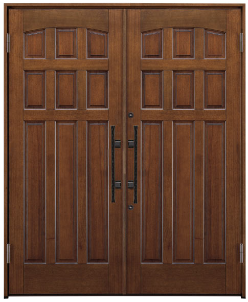 玄関ドア - マホガニー無垢材ドア | 両開きタイプの扉 | アイエムドア