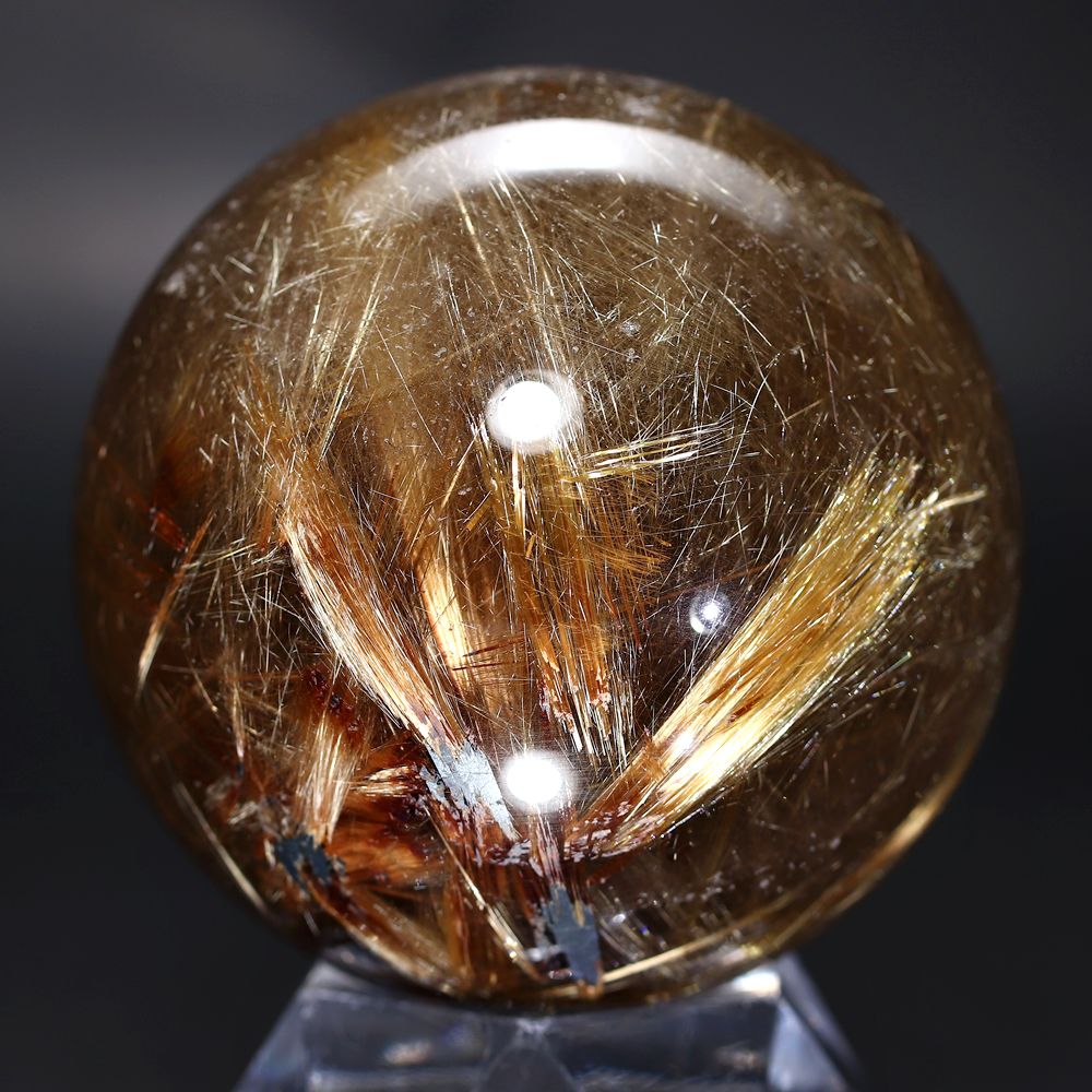 特別価格]ブラジル産ゴールドルチルクォーツ丸玉/スフィア（直径71.1mm