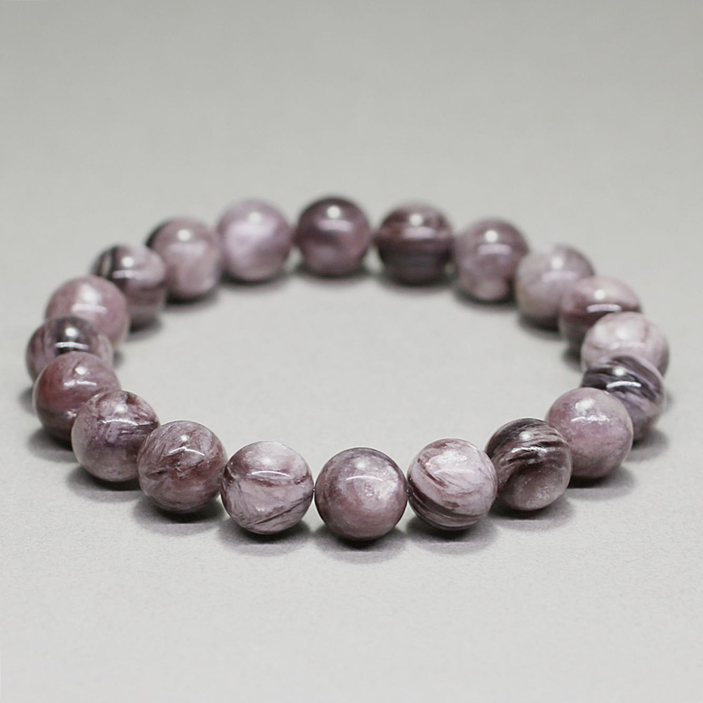 3A]スターマーブルレピドライトシリカブレスレット（約9.5mm玉