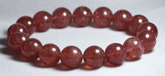 高品質]ピンクマイカインクォーツブレスレット/モスコバイト（約12mm玉