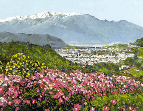 日本原風景 油彩 向山僚一 「伊那谷の村」 一枚の繪 －～故郷・信州