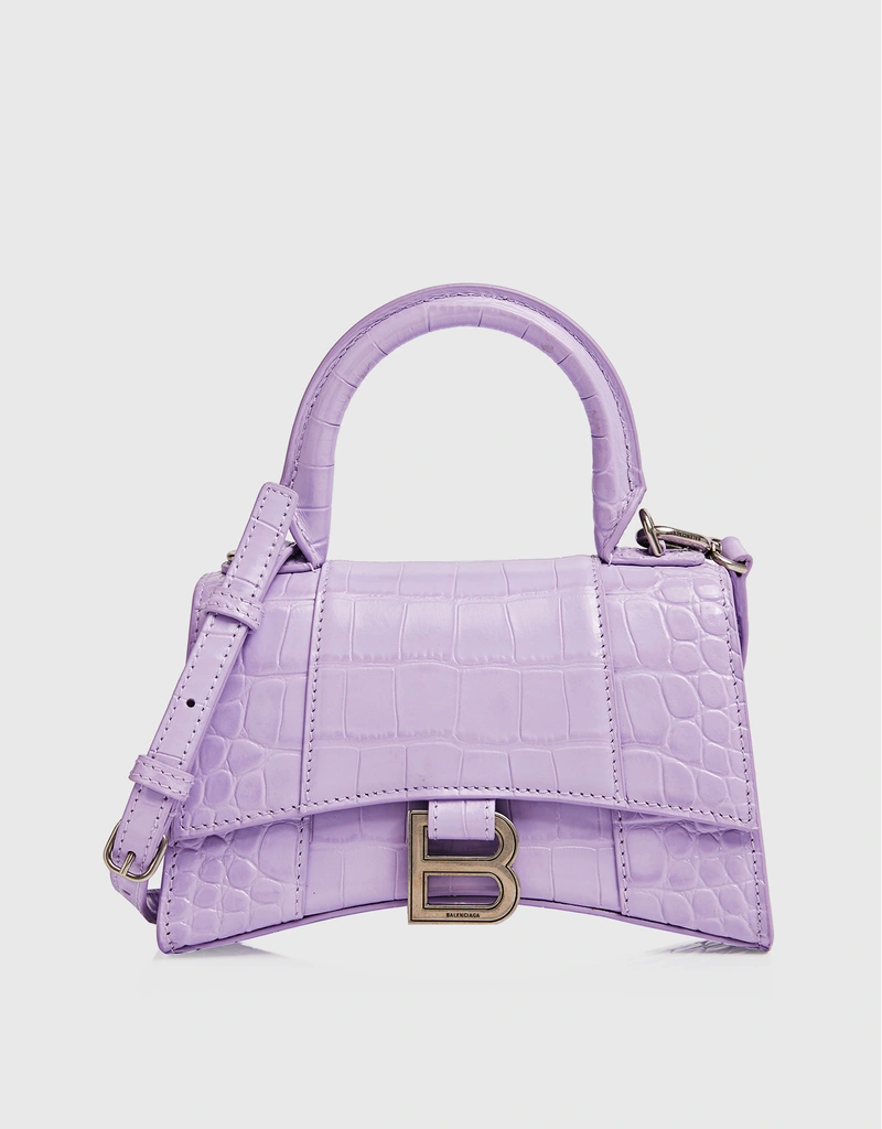 Balenciaga アワーグラスXSシャイニークロコダイル型押しカーフスキン