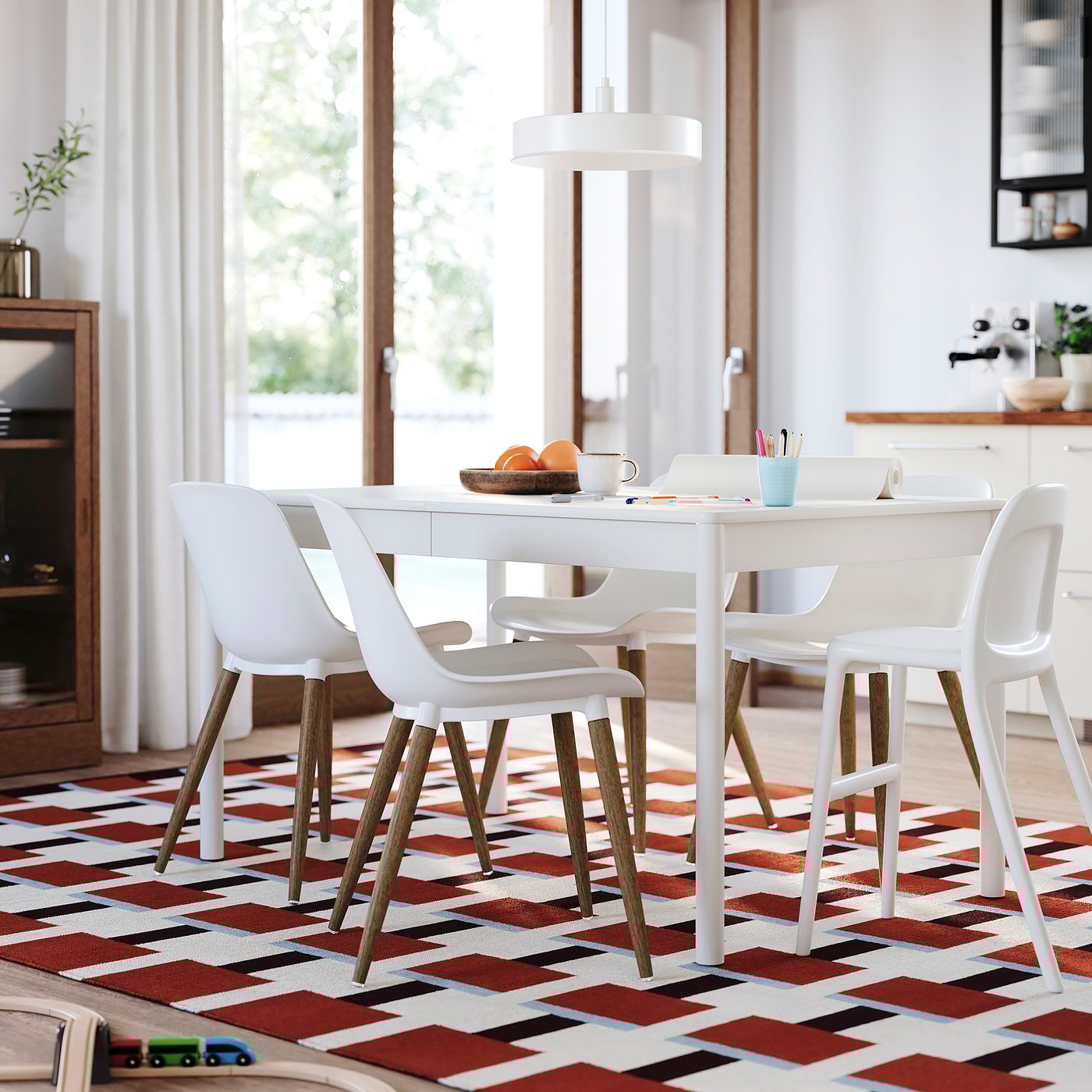 TONSTAD トンスタード テーブル＆チェア4脚, オフホワイト/ホワイト