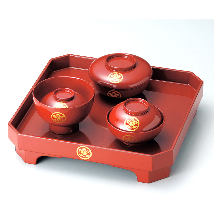 喰初膳 総朱/黒内朱 家紋入り（お喰い初め膳・お食い初め膳・食べ初め