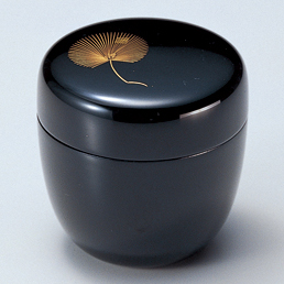 中棗 沈金松 黒 漆塗り お茶道具 12-16106 漆器の井助