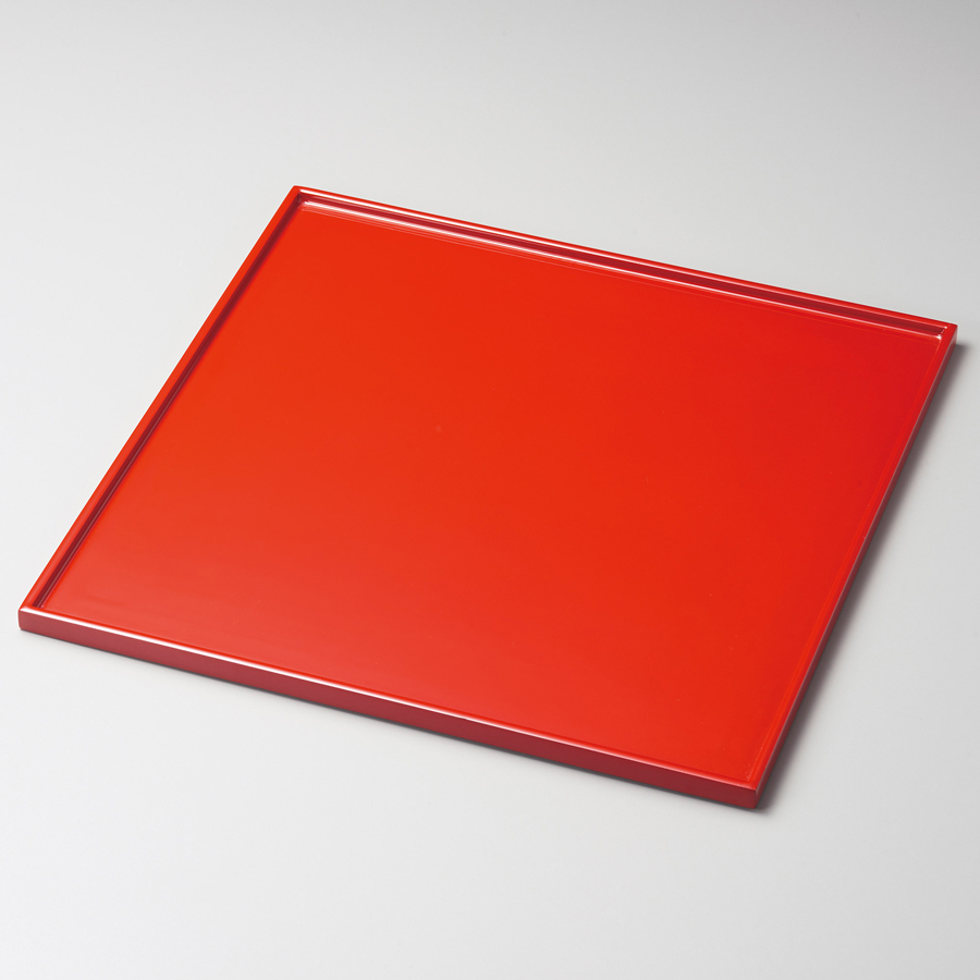 正角膳 11.0 朱/黒 木製 漆塗り ランチョンマット・折敷 12-08603