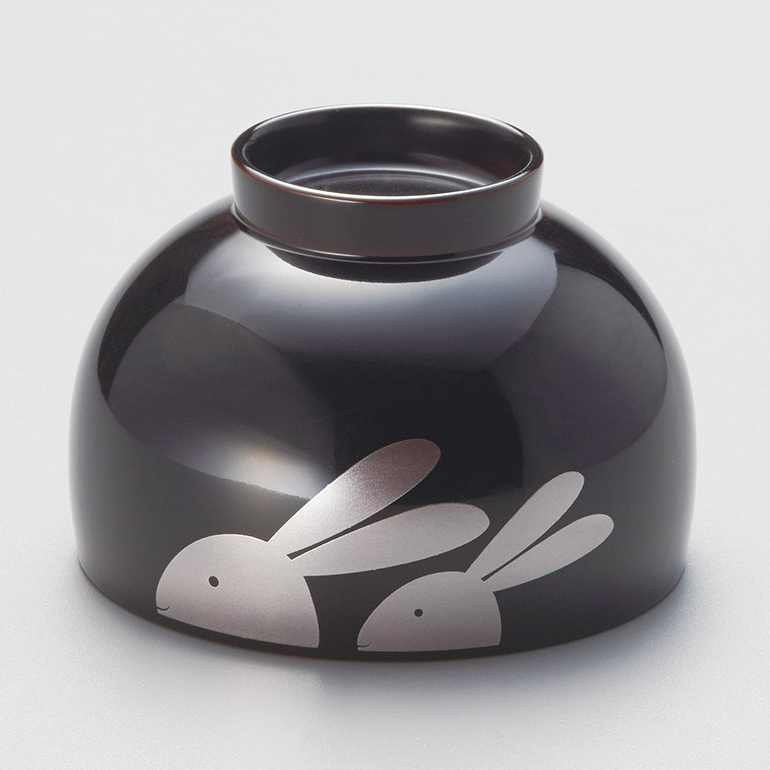 汁椀 なかよしうさぎ キッズボール 朱/溜内朱 漆塗り 12-02204/02205