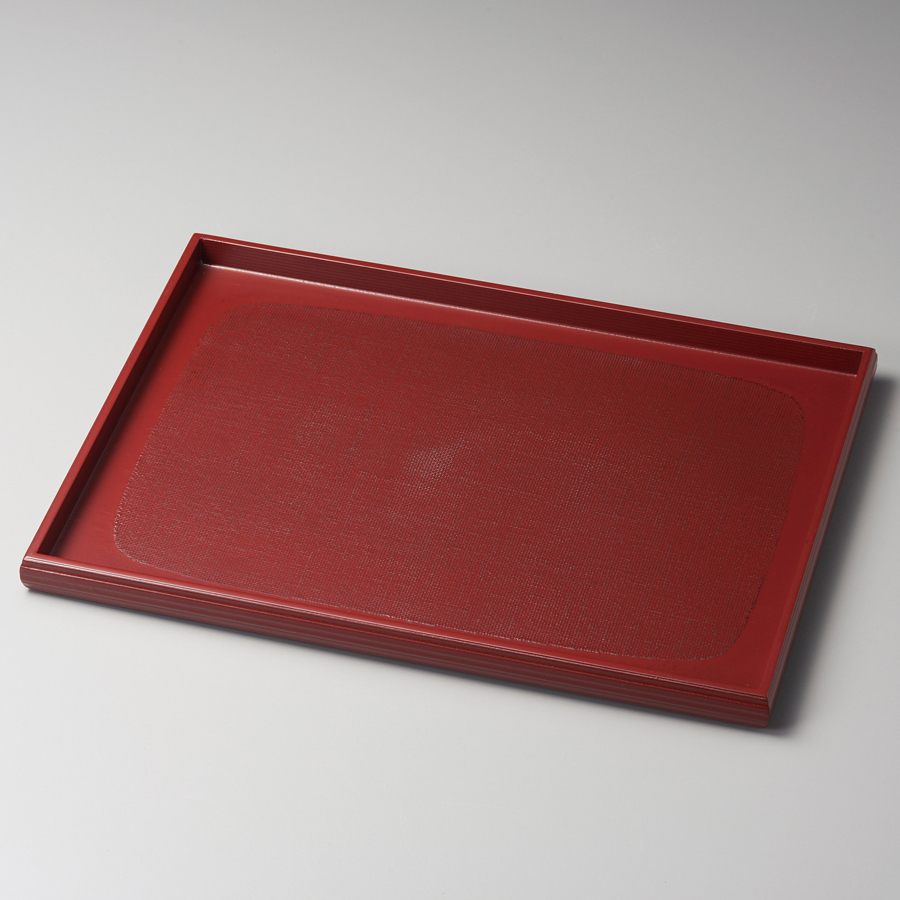 長角卓上膳 11.5 布目 古代朱/曙 木製 ランチョンマット・折敷 12