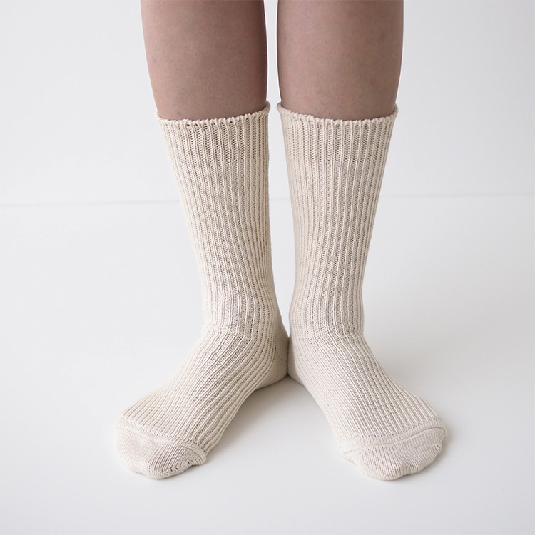 オーガニック生活便：リブソックス 厚手 グリーン M メイド・イン・アース