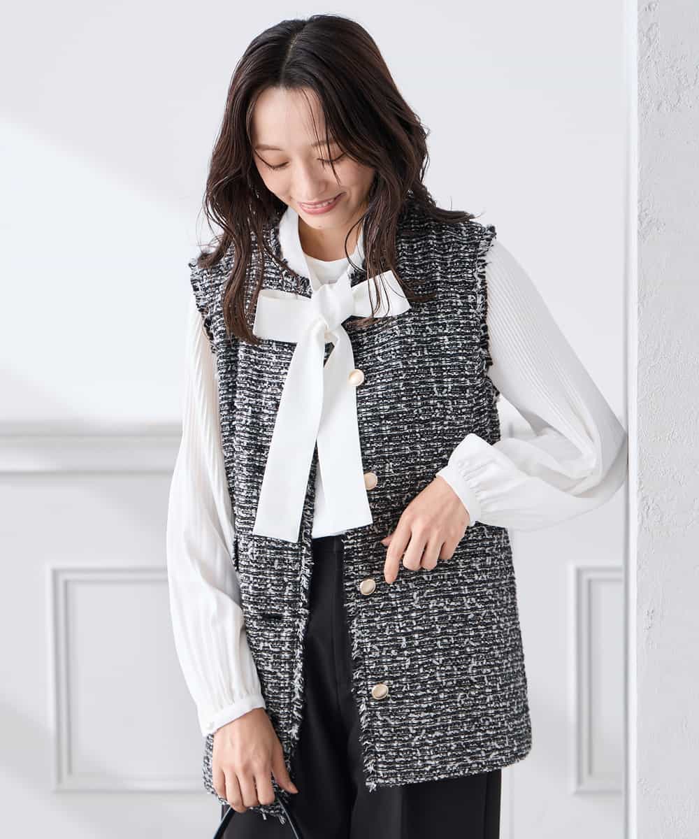 低身長サイズ】ミックスツイードペプラムジレ(その他のジャケット