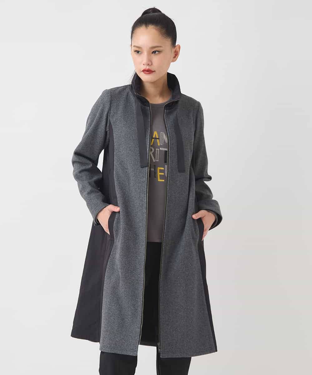 異素材スタンドカラーロングコート /洗える(その他のコート・ブルゾン