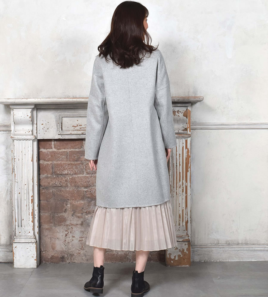 半額 会員価格適用外】[Merfirge]ウール混 ダブル フェイス Vネック