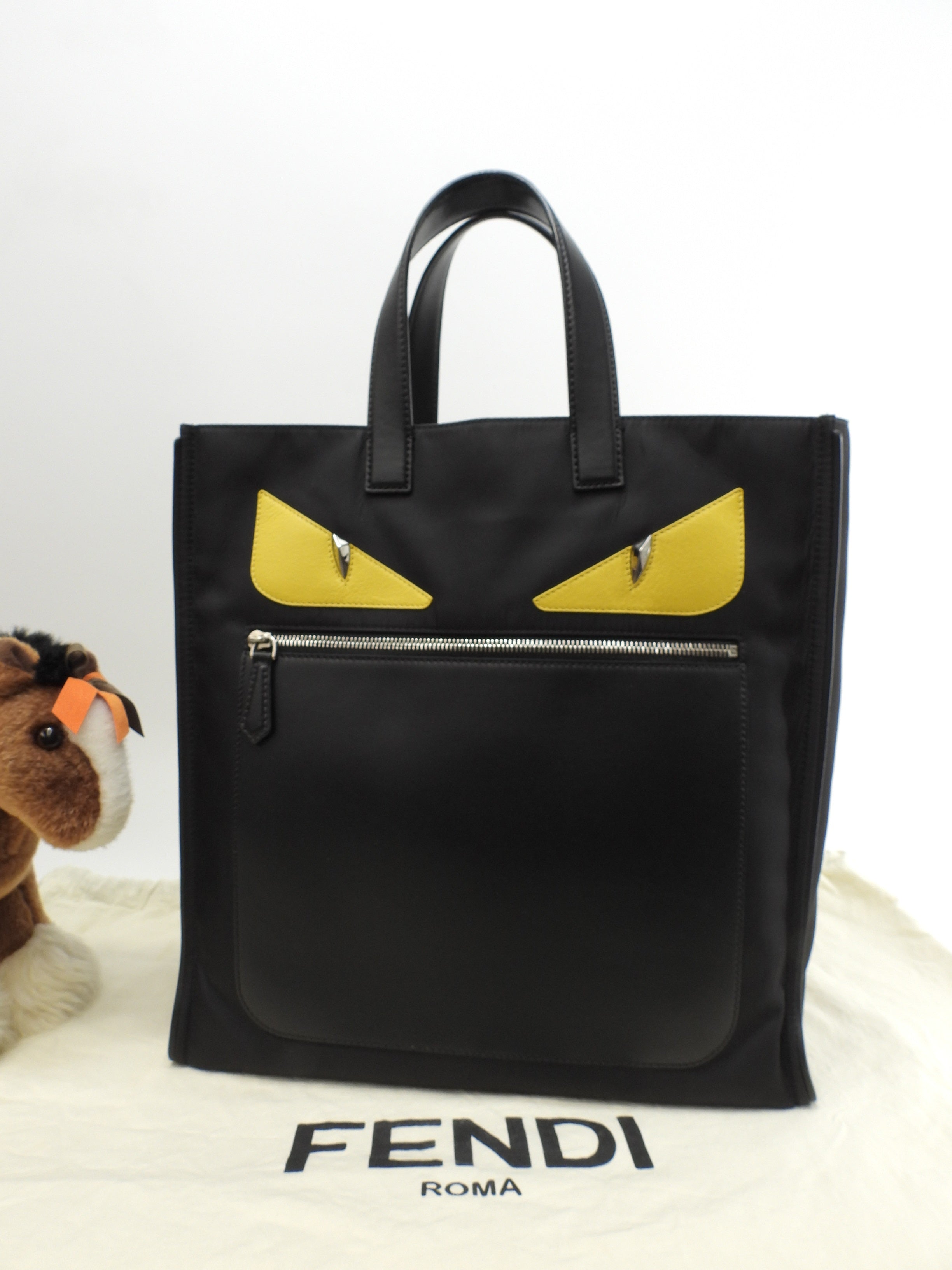 フェンディ トートバッグ バッグバグズ ナイロン黒 ハンドバッグ