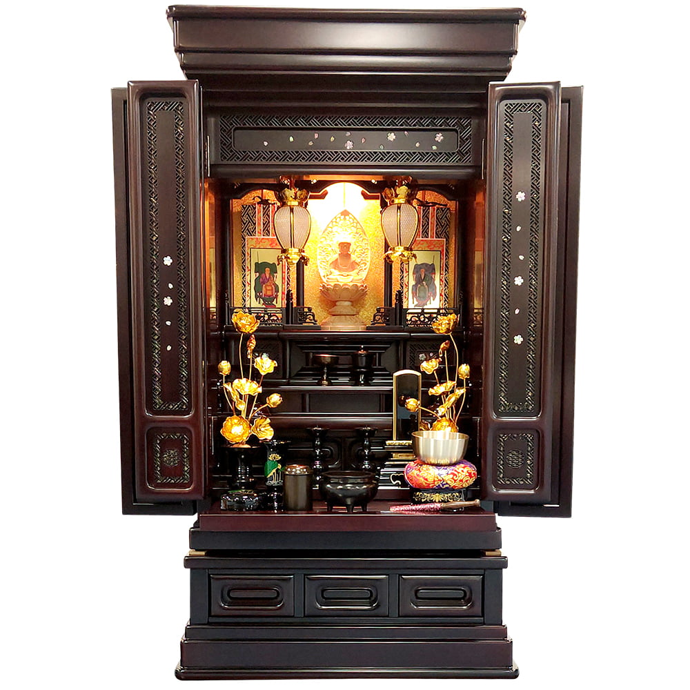 唐木仏壇・桜坂Ⅱ- 螺鈿細工とライトが美しく映える伝統型の唐木仏壇