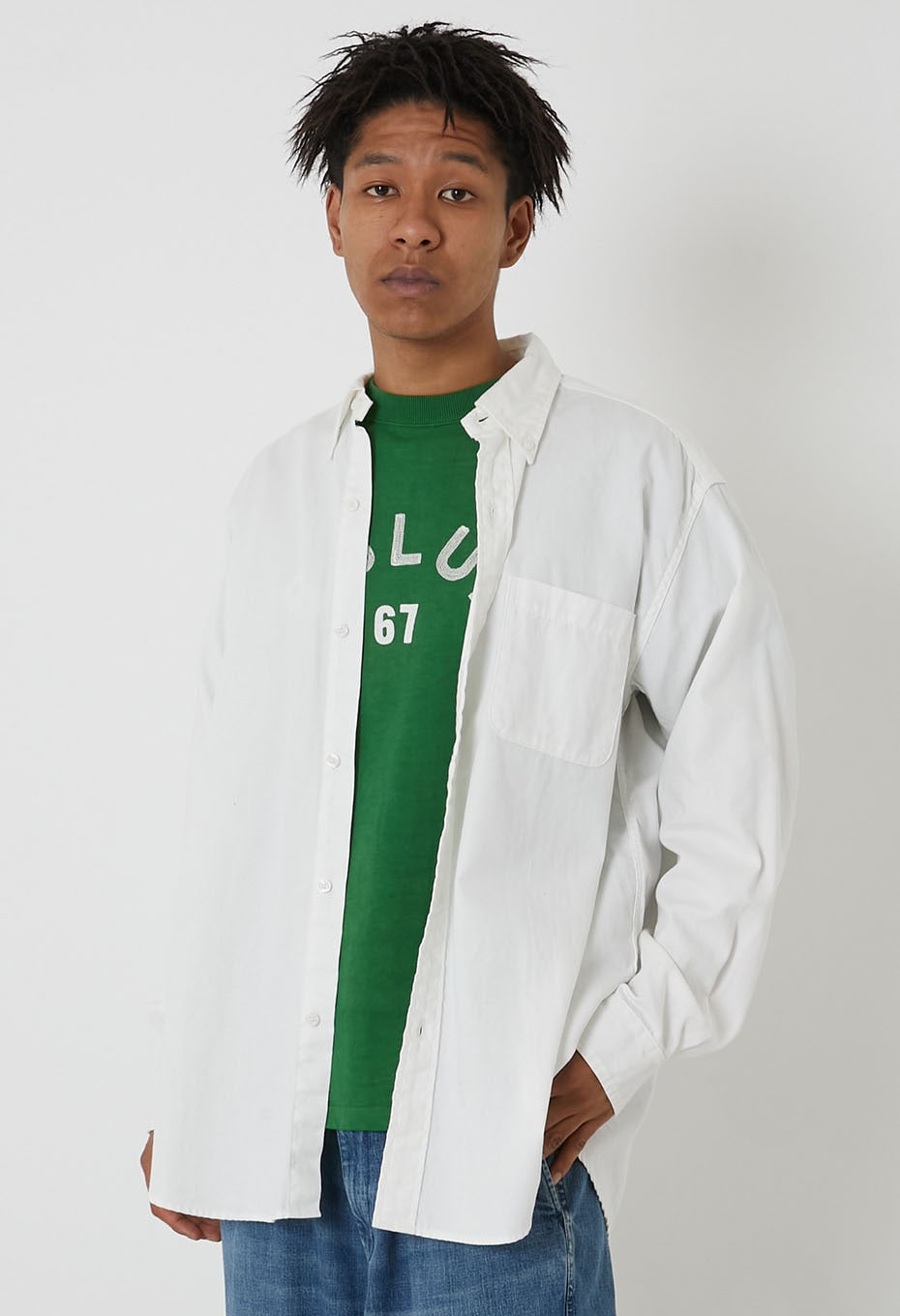 ワークオックス ボタンダウン ロングスリーブ ワイドシャツ | BLUE