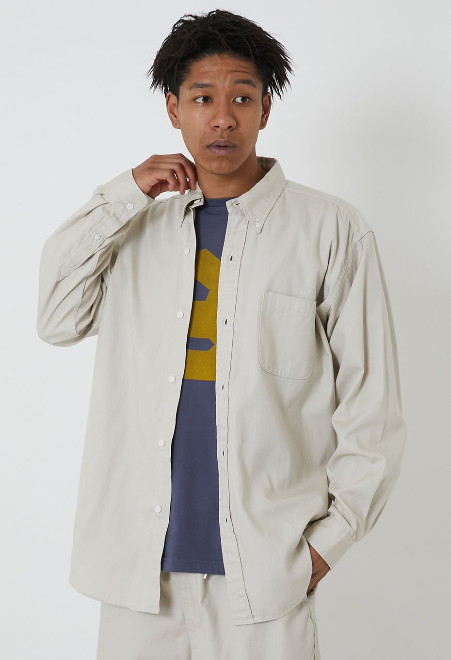 ワークオックス ボタンダウン ロングスリーブ ワイドシャツ | BLUE