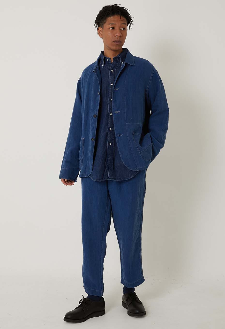 インディゴ ハイカウントリネンキャンバス ウォーンアウト 2ポケット