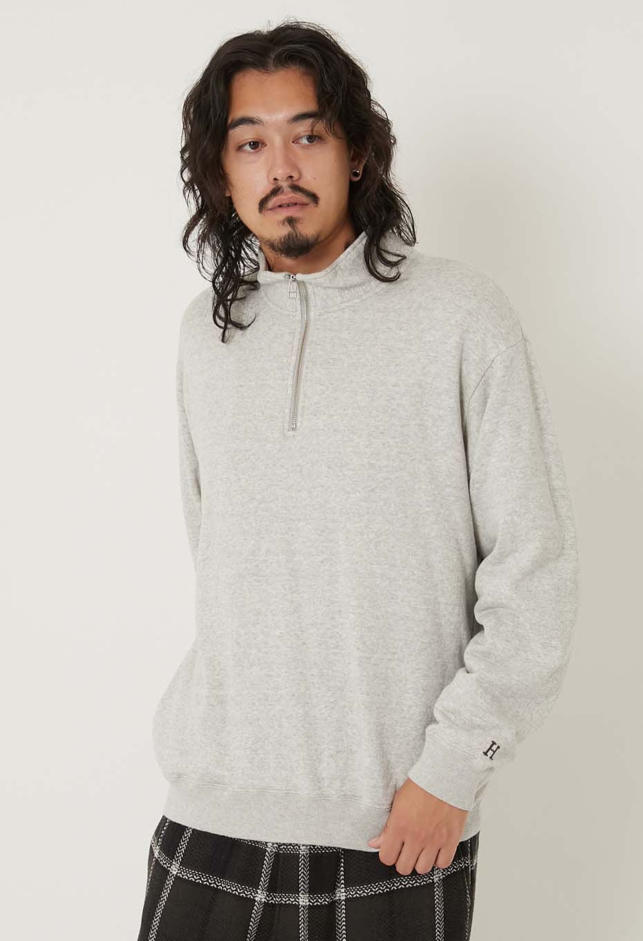スーパーストレッチ スウェット ハーフジップ プルオーバー
