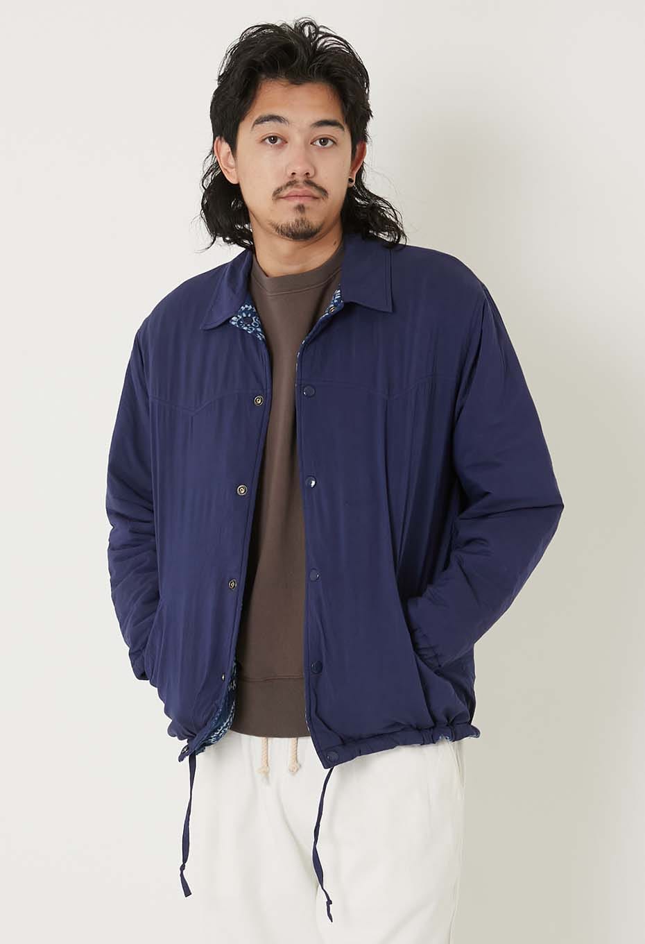 ボタニカルブロックプリント リバーシブルウエスタンコーチジャケット