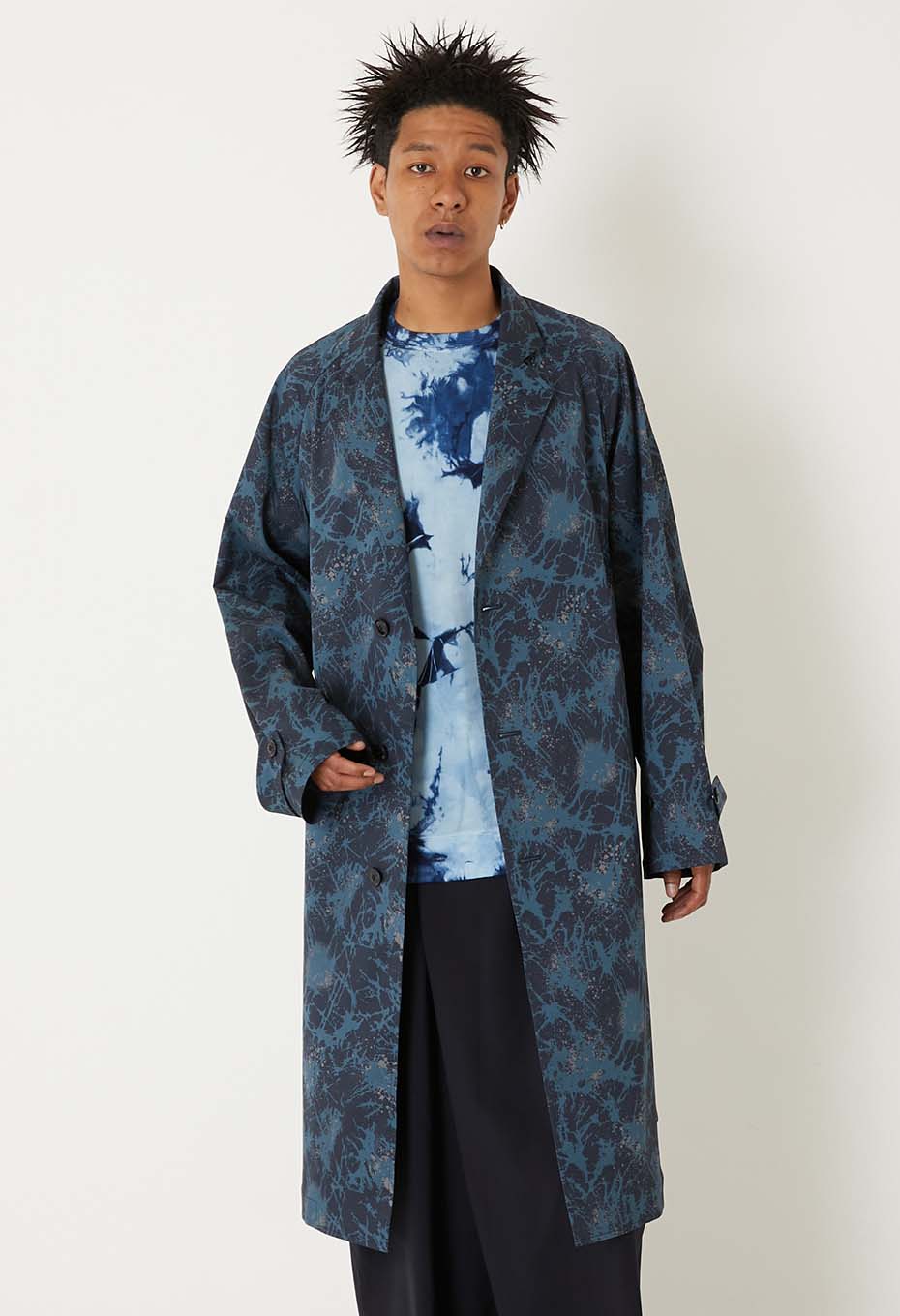 ショウカテンシャガラスプリント チェスターコート | BLUE BLUE JAPAN