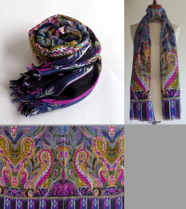 大判 ストール】SS/AW Etro(エトロ）のペイズリー風/ホワイト