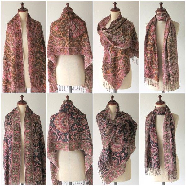 コットンタッチ ストール 大判 スカーフ マフラー 花 植物 秋 秋物