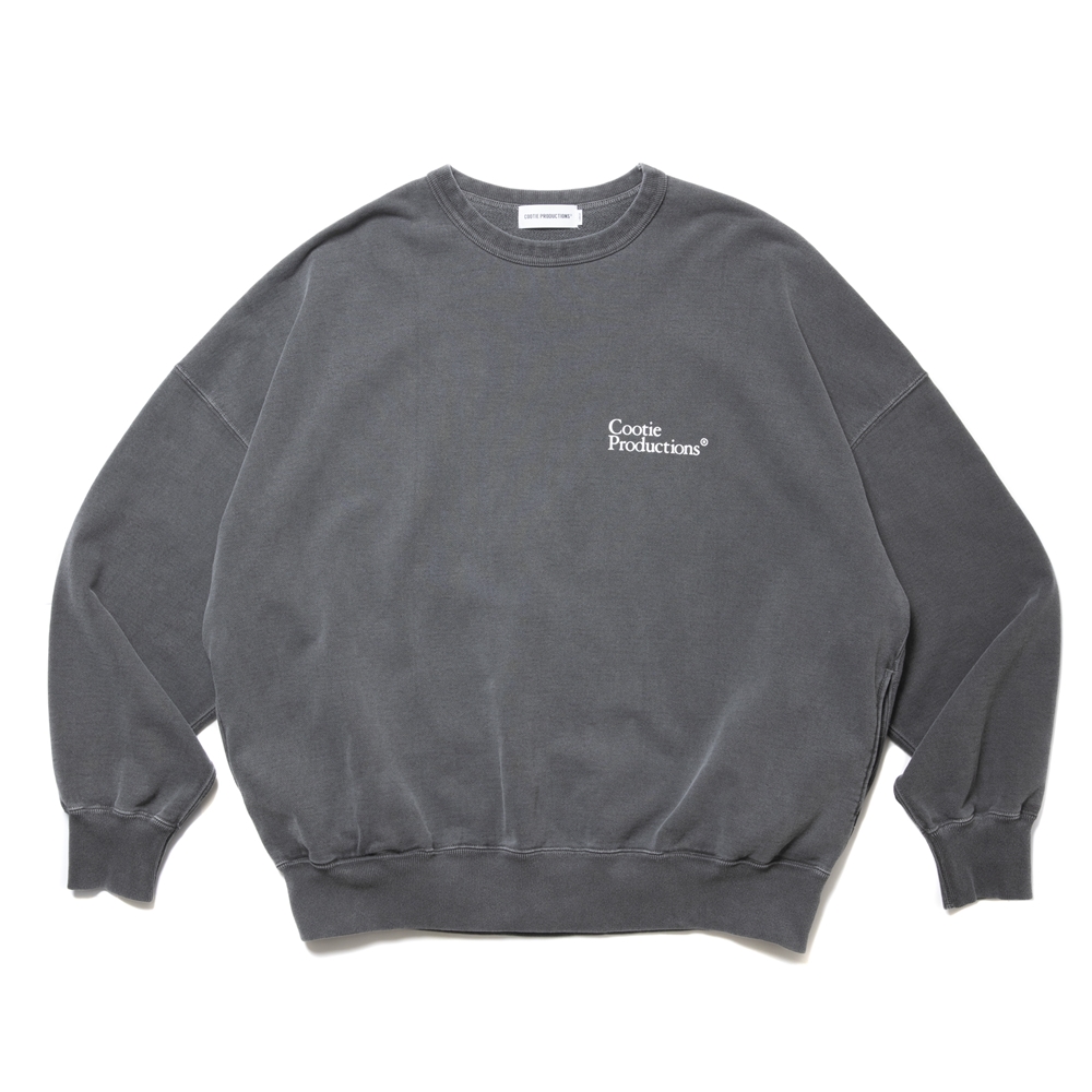 COOTIE PRODUCTIONS/Pigment Dyed Open End Yarn Sweat Crew（Black