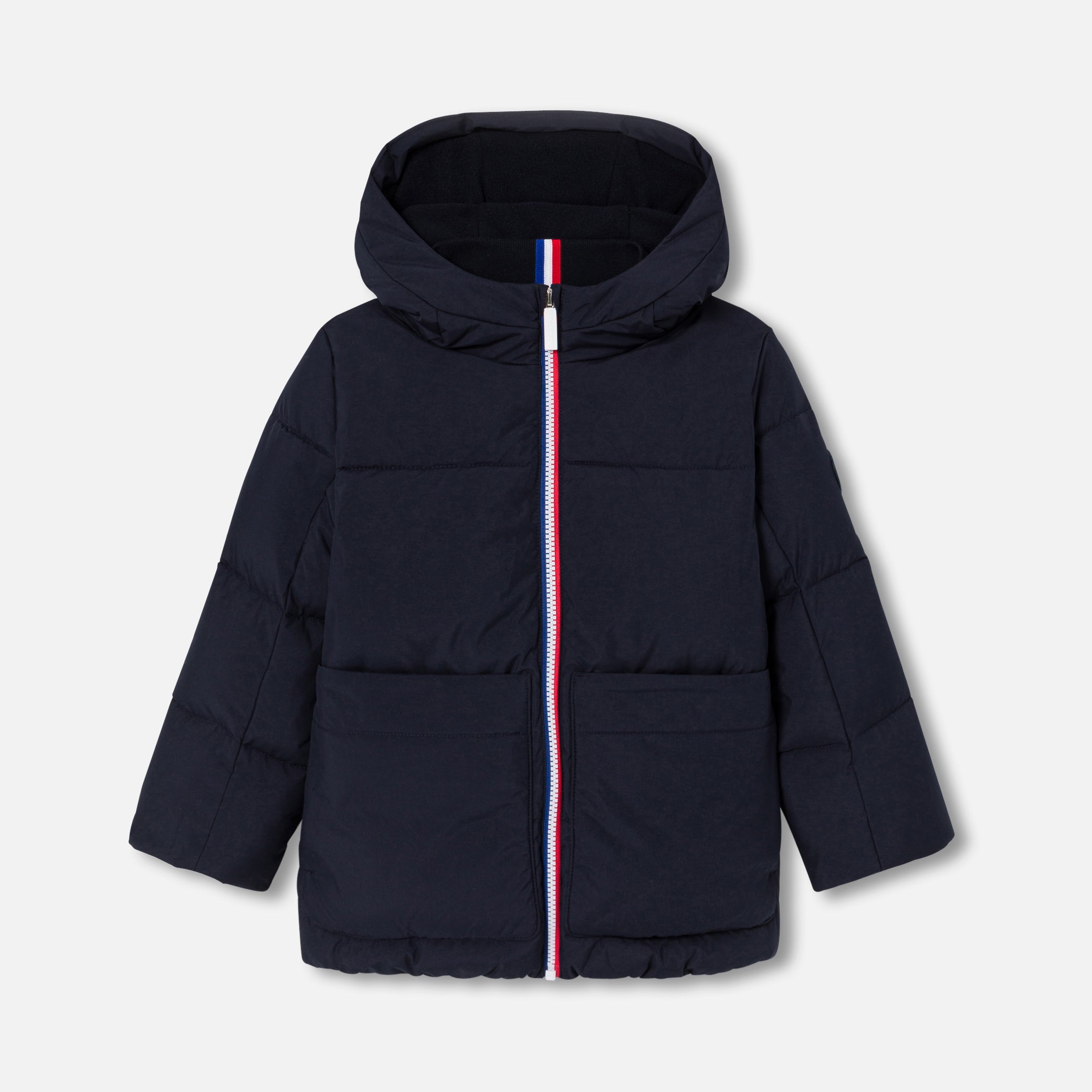 jacadi チューリップ柄 中綿入りジャケット 12m ネイビー ファー 撥水