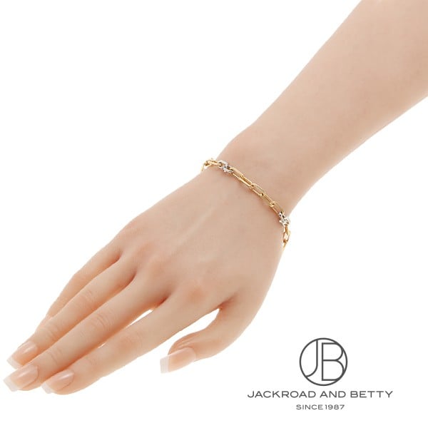 K18 PT850 コンビ カット アズキ チェーン ブレスレット 15g 21cm