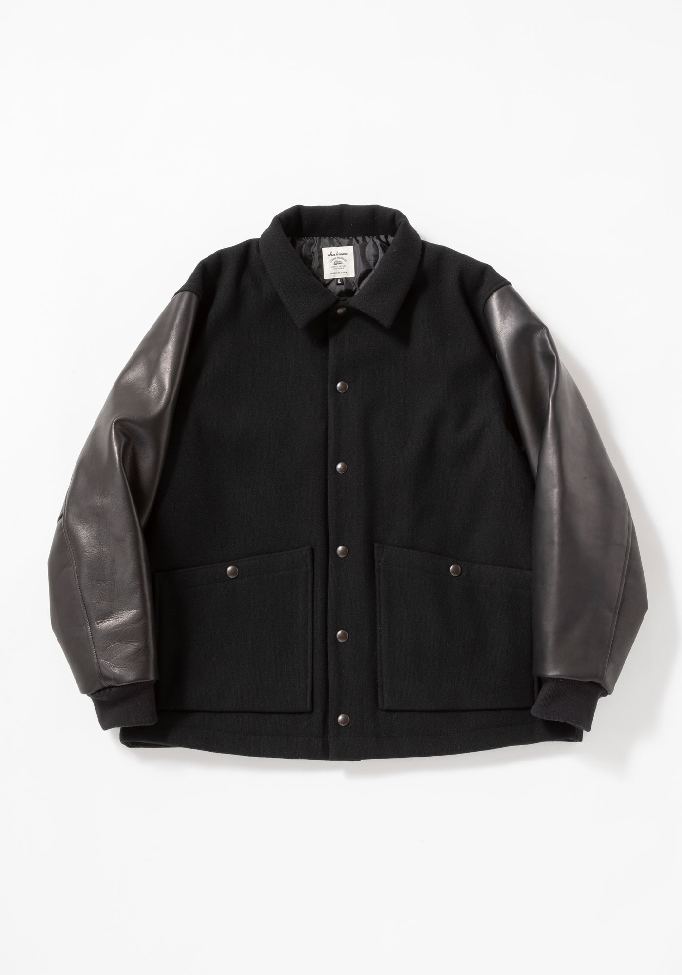 JACKMAN - MELTON AWARD JACKET - BLACK – JAKS GARAGE