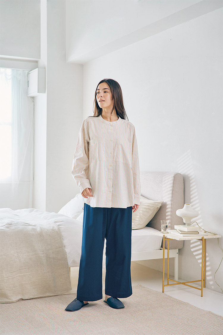 YDX509｜ワコール 睡眠科学 パジャマ 上下セット レディース 綿混 10分