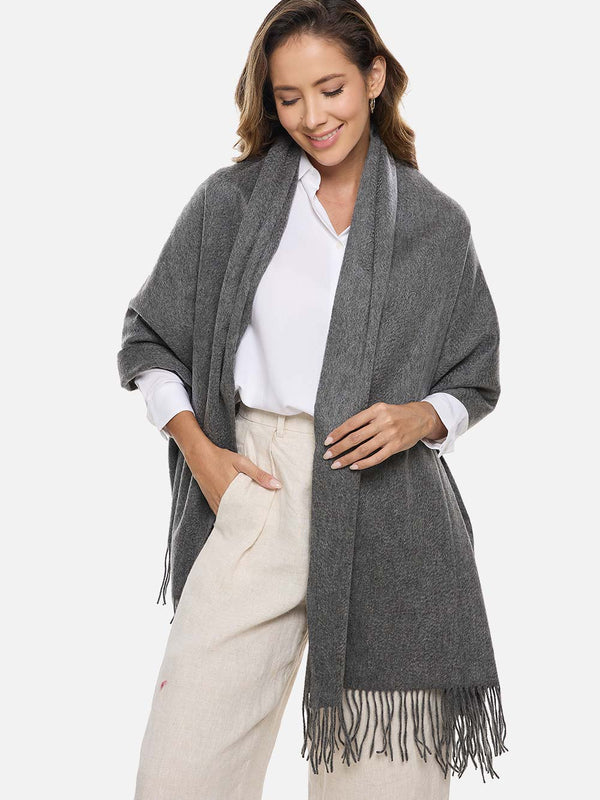 100% Cashmere Wrap | Dark Gray Cashmere Shawl | Ovcio