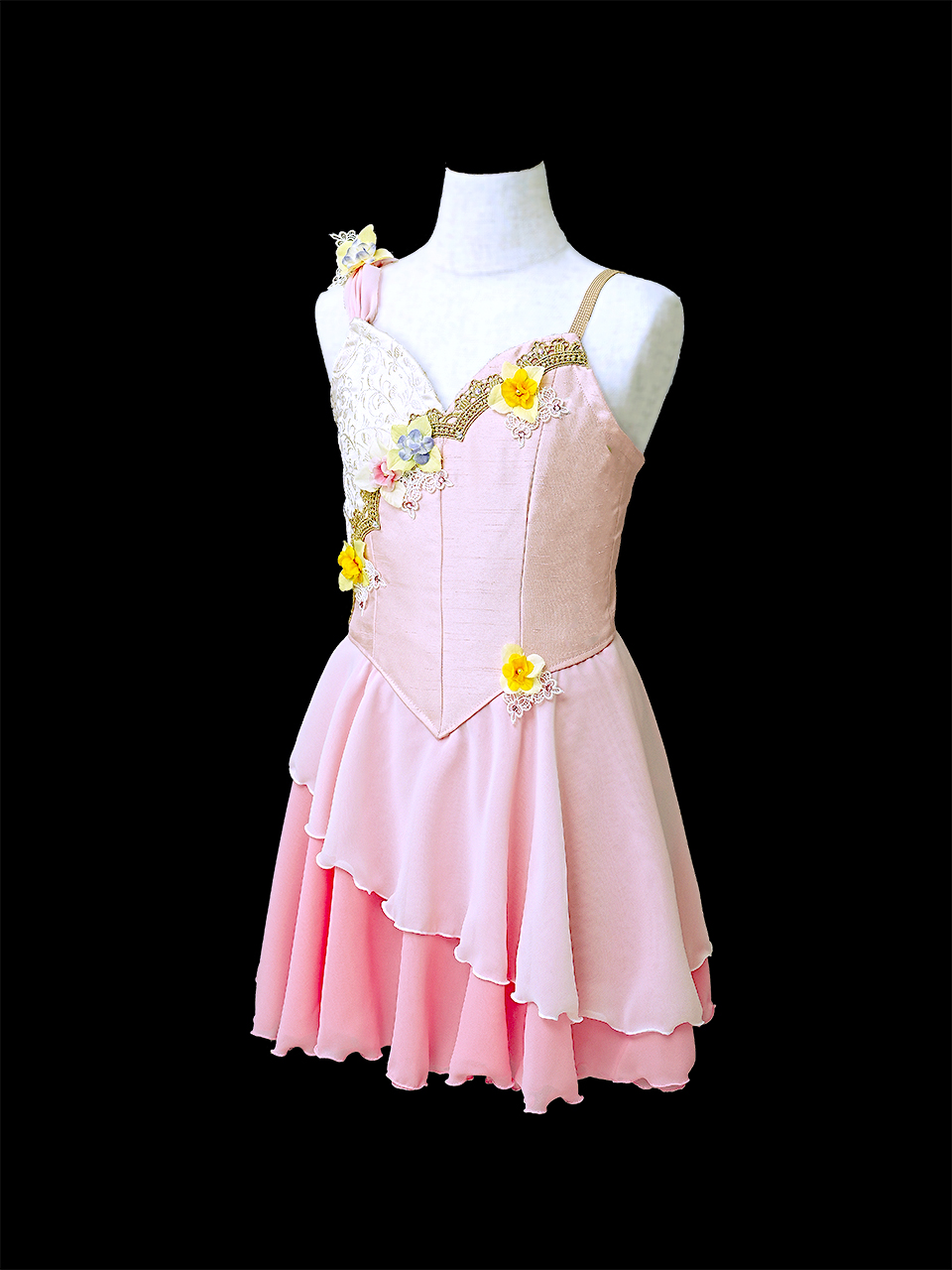 バレエ衣裳/キッズ ピンク&水色3着セット 頭飾り付き バレエ衣裳