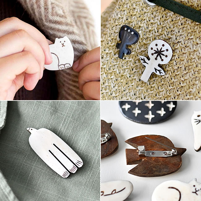 vintage】鯨歯 ブローチと素材まとめ売り ハンドメイドに